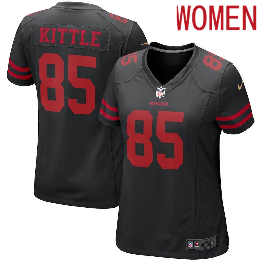 Women San Francisco 49ers #85 George Kittle Nike Black Game NFL Jersey->women nfl jersey->Women Jersey